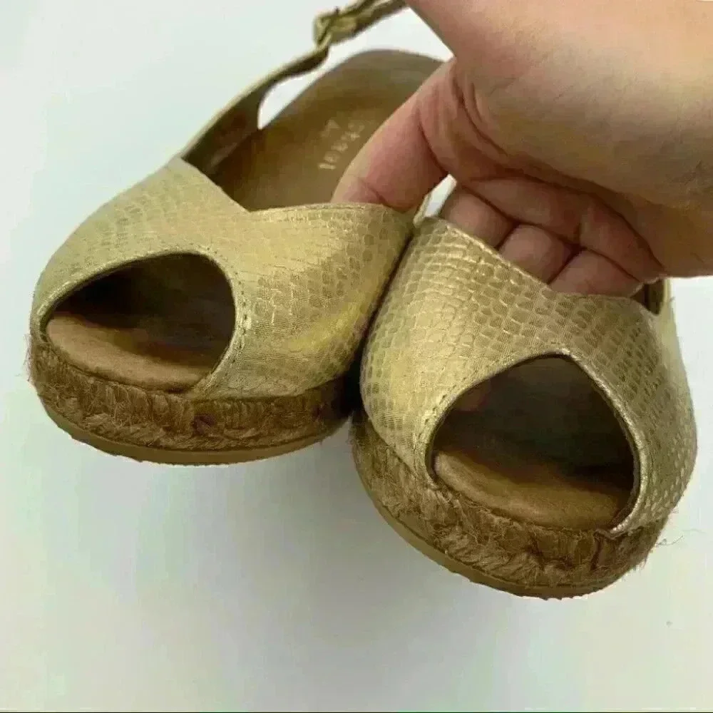 Eric Michael Espadrilles gold leather snake print